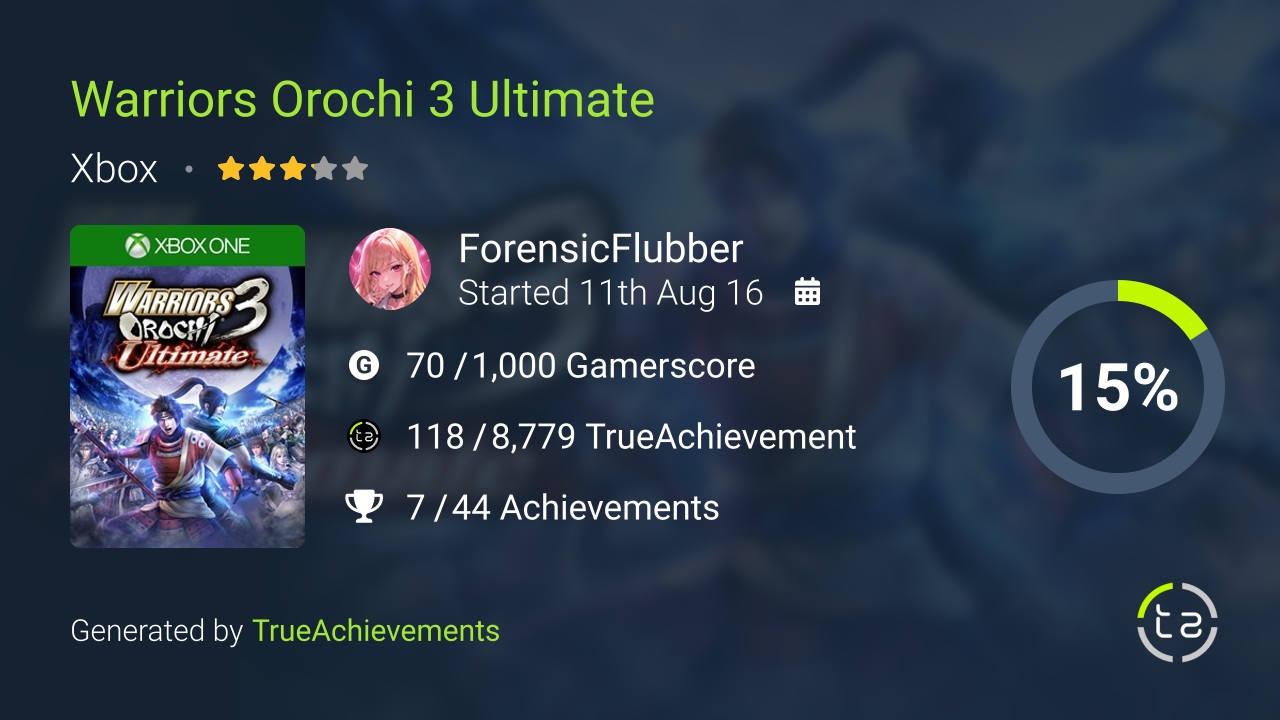 Warriors Orochi 3 Ultimate achievement summary